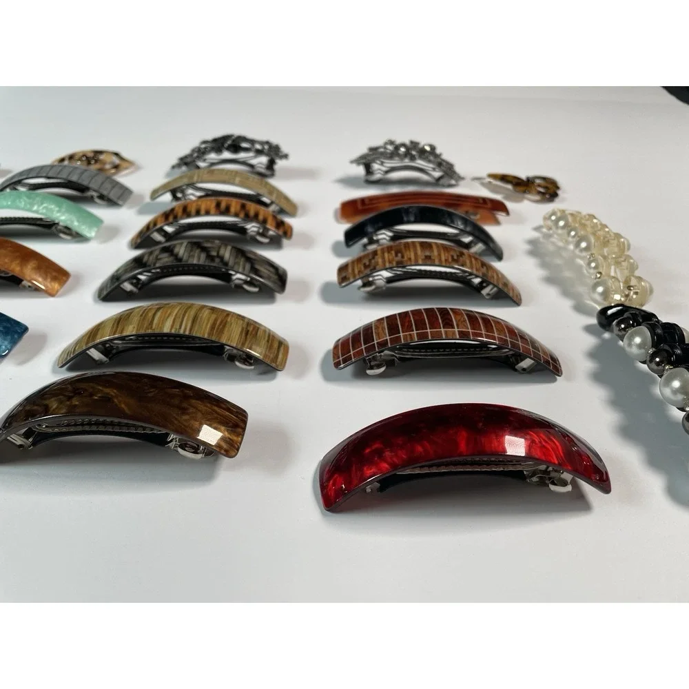 27 Pc Fancy Hair Clips Barrettes Set Colorful Pearl Rhinestone Cute Trendy Lot